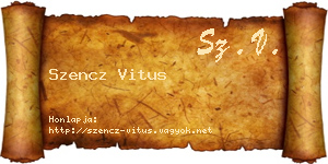 Szencz Vitus névjegykártya
